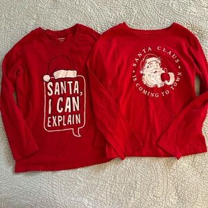 Boys Kids Santa Claus Christmas Long Sleeve T-Shirts Lot of 2 Size 7 S/M
